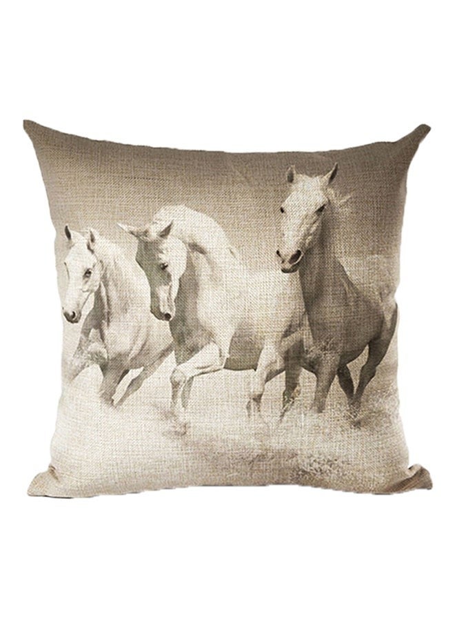 18-Inch Watercolor Horse Print Pillow Cover Multicolour 45x45cm