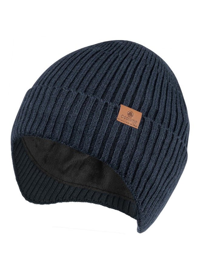Ocatoma Winter Beanie with Earflap for Men Women Warm Knit Soft Hat Outdoor Beanie Unisex Gifts for Men Women Navy - Image 1