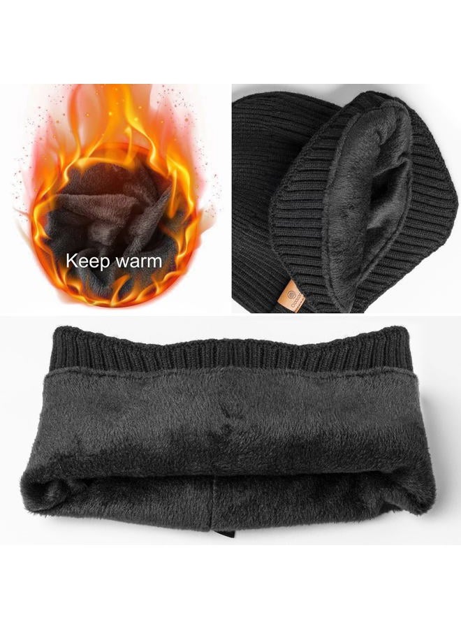 Ocatoma Winter Beanie with Earflap for Men Women Warm Knit Soft Hat Outdoor Beanie Unisex Gifts for Men Women Navy - Image 2