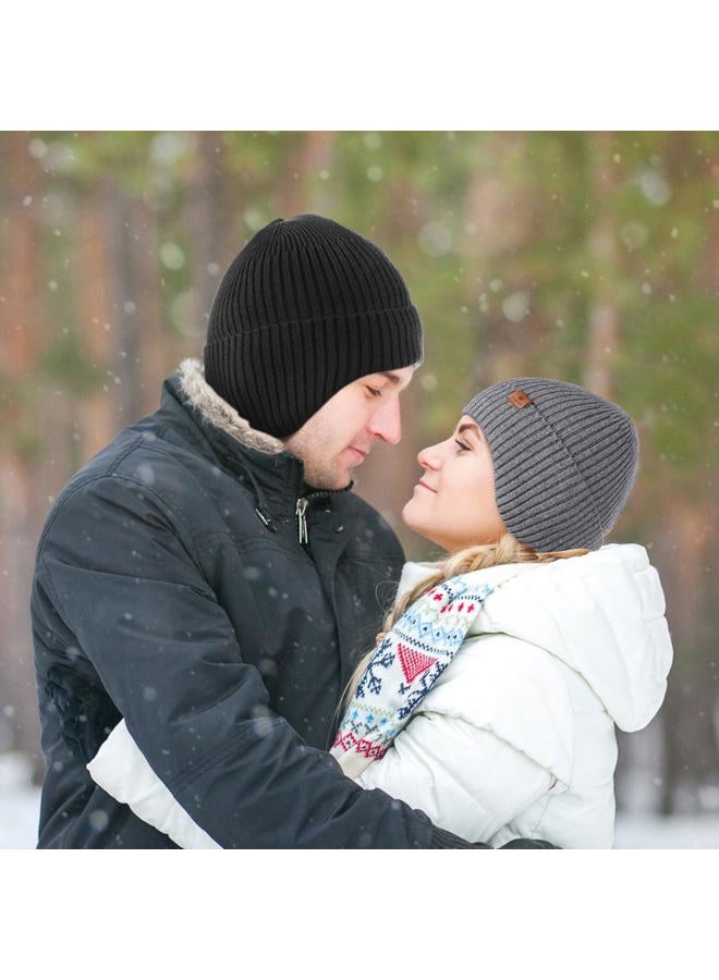 Ocatoma Winter Beanie with Earflap for Men Women Warm Knit Soft Hat Outdoor Beanie Unisex Gifts for Men Women Navy - Image 5