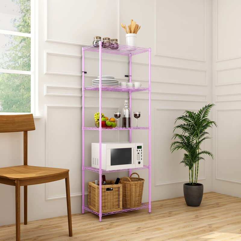 TUNEHOME TUNEHOME Kitchen Cabinet 5 Shelf Pink  - Image 1