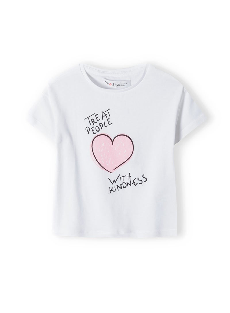MINOTI Girls Short Sleeve T-Shirt with Glitter Detail  - Image 1