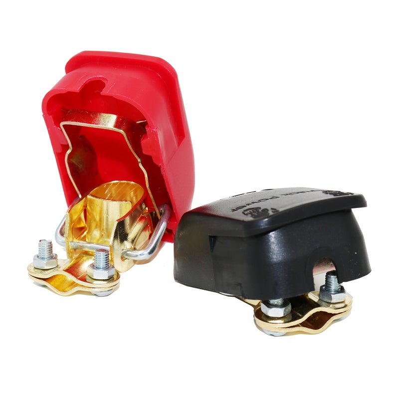 Red and black pure copper car battery clip quick pull connector battery head terminal battery wiring post Copper plated type 1 pair - Image 3