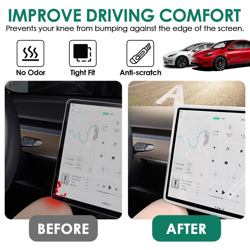 ONKENTET Screen Protector Frame Compatible with Tesla Model 3 Model Y 2024 2023 2022 2021 2020 2019 Screen Edge Protector Cover Center Console Decoration Interior Accessories (White) - Image 2