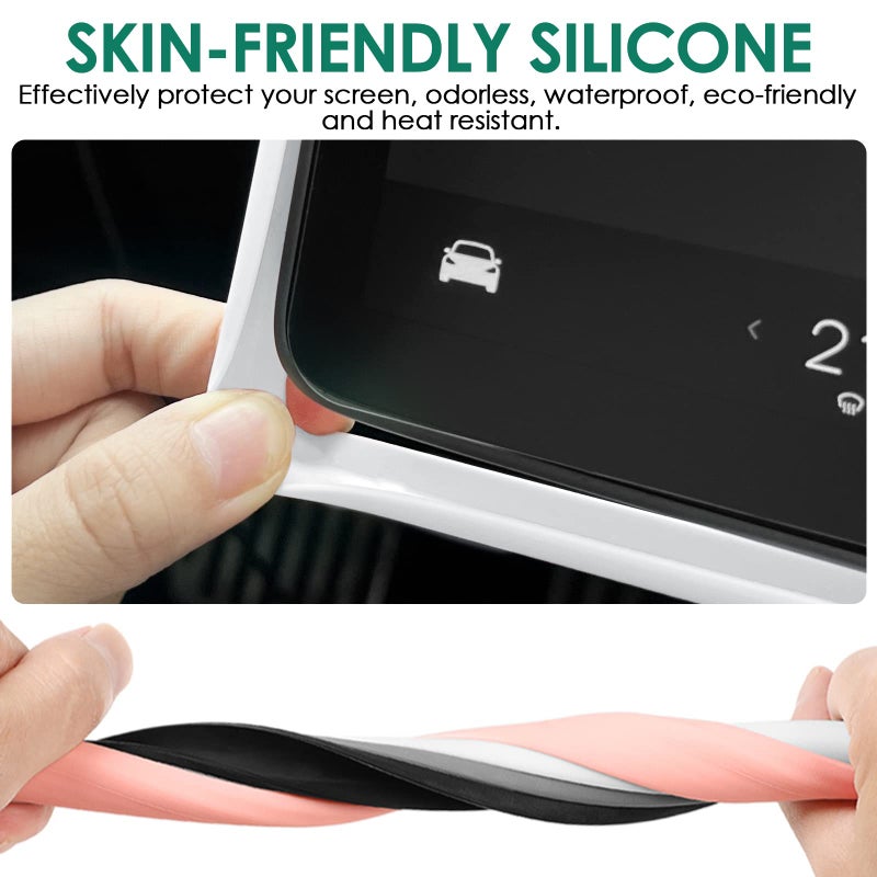 ONKENTET Screen Protector Frame Compatible with Tesla Model 3 Model Y 2024 2023 2022 2021 2020 2019 Screen Edge Protector Cover Center Console Decoration Interior Accessories (White) - Image 5
