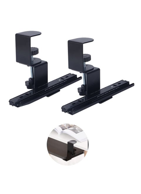 Keyboard Clamp Rail Under Desk Set, Keyboard Trays Clamp Rail, Pull Out Keyboard & Mouse Tray with C Clamp (Board not Included), Under Desk Pull Out Slider Track, for Home or Office