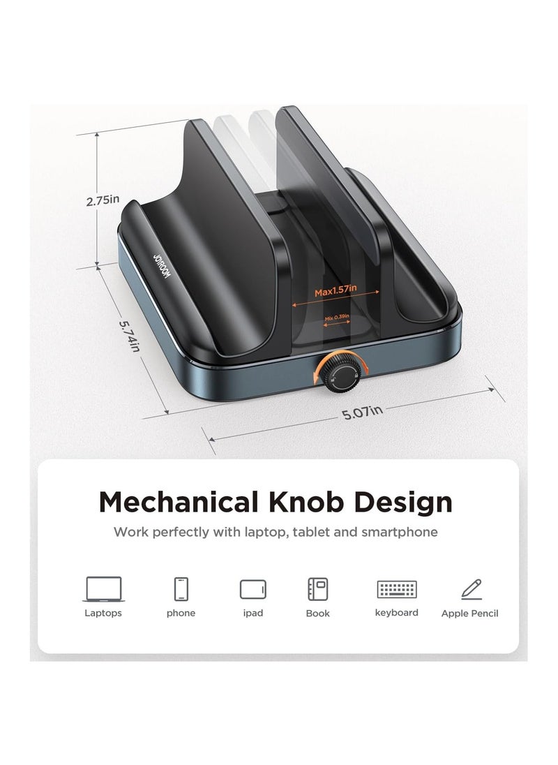 JOYROOM JOYROOM Vertical Laptop Stand,[User Friendly & Space Saving] Aluminum Laptop Holder Desktop Stand with Adjustable Knobs for All MacBook/Surface/Samsung/HP/Dell/Chrome Book/Gaming Laptops  - Image 2