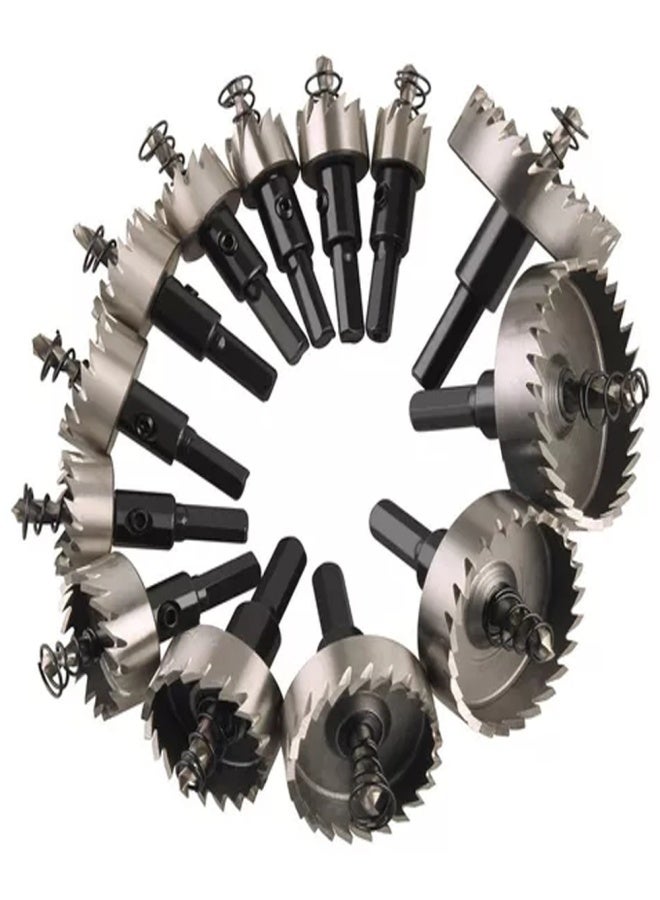 13 Pieces High Speed Steel HSS Drill Bits Hole Saw Set Titanium Plated Saw Cutter 16-53mm for Cutting Stainless Steel, Metal, Alloy - Image 1