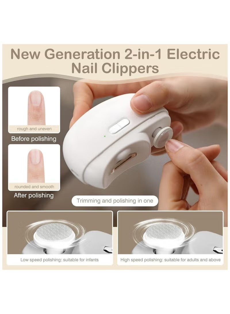 جونيس القابلة لإعادة الشحن الكهربائية المحمولة قطع الأظافر / الأظافر المقاطعة للطفل والأطفال والكبار وكبار السن الأبيض - Image 4