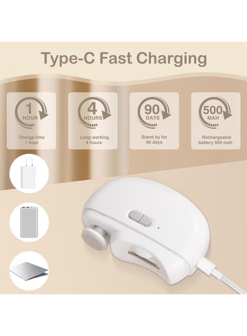 جونيس القابلة لإعادة الشحن الكهربائية المحمولة قطع الأظافر / الأظافر المقاطعة للطفل والأطفال والكبار وكبار السن الأبيض - Image 5