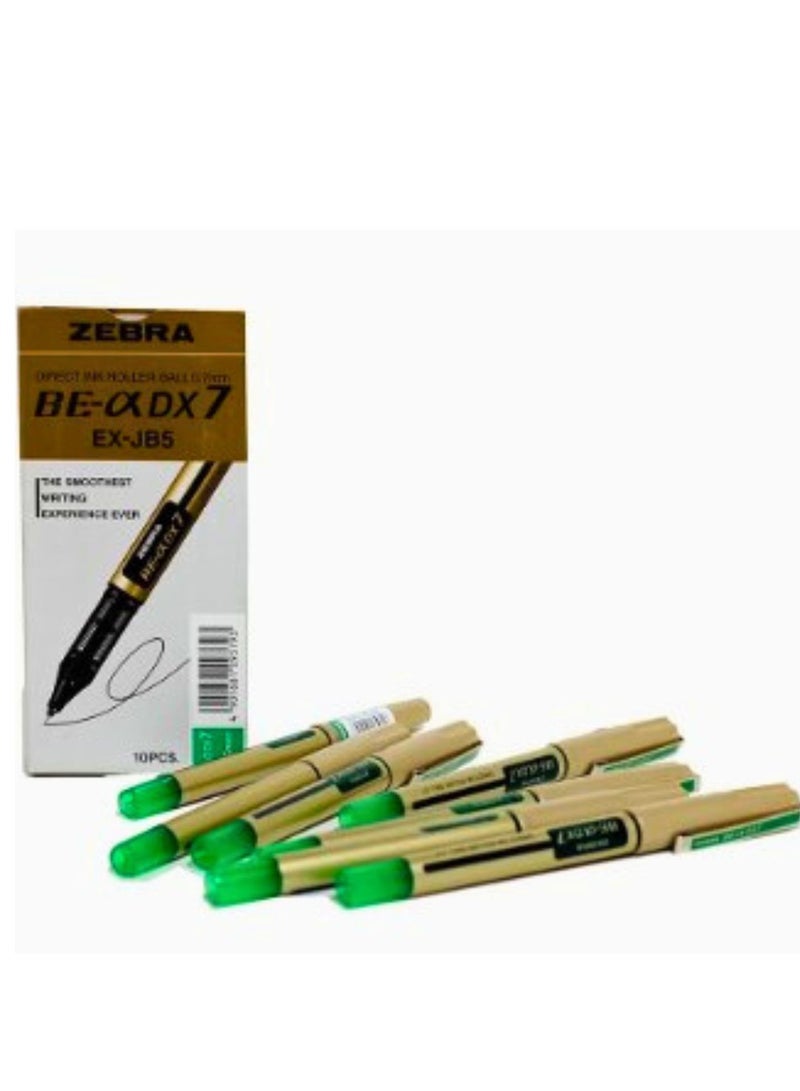Zebra DX7 Rollerball Pen – Green Ink, Set of 10 - Image 2