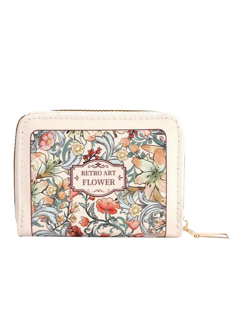 Generic Retro Floral Credit Card Holder Zipper Wallet Card Organizer Cardholder Wallet Bank Card ID Holder for Women Girl  - Image 1