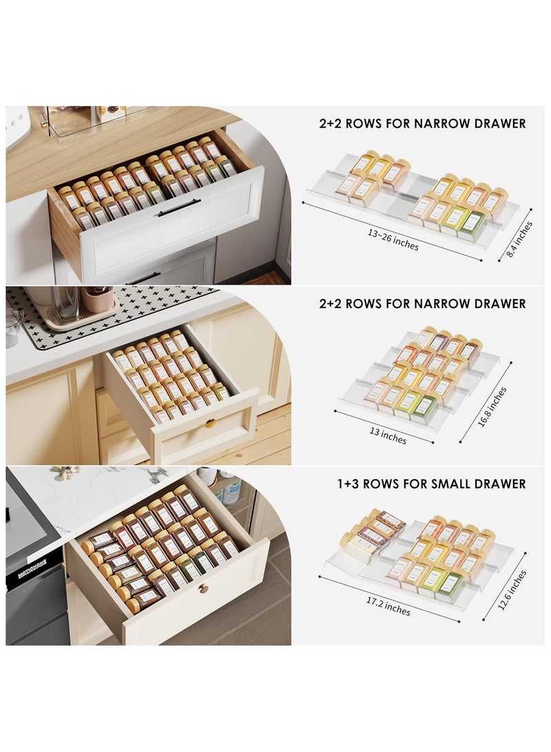 4 PCS درج التوابل حامل برطمان توابل، حامل درج أكريليك شفاف - Image 4