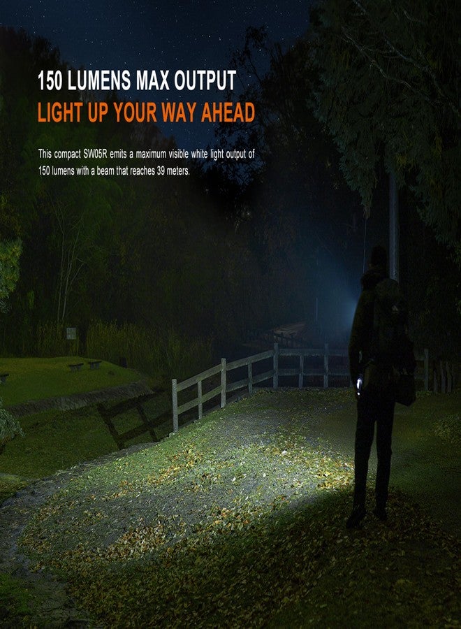 fenix SW05R-Red, Black Body | White and Red LEDs | Rechargeable Inspection & Security Torch | 150 Lumen | 39m | 49 Hrs Max | 3 Level White Light | 10 Lumen Red Light | 200 Degree Rotating Head | IPX6 - Image 5