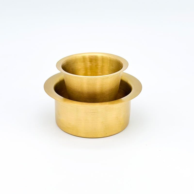 Rural Decor طقم دابارا نحاسي للديكور الريفي - طقم شاي وقهوة - طقم أكواب قهوة جنوب هندية - أكواب تقديم مشروبات - كوب دابارا بسعة 120 مل - طقم كبير - Image 4