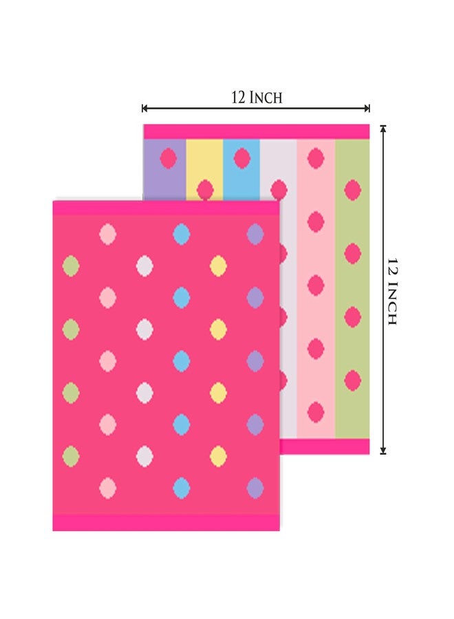 ORIGINAL KIDS مناشف استحمام أصلية للأطفال - مجموعة من 12 منشفة استحمام بتصميم سكر وتوابل - قطن 100%، نسيج جاكار فائق النعومة، ألوان زاهية، امتصاص ممتاز، سريع الجفاف، سهل العناية، منشفة وجه، هدية مثالية - 12×12 بوصة - وردي متعدد الألوان - Image 3