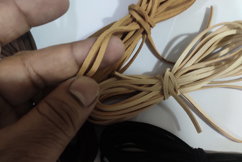 OMX Flat Leather Lace Beading Thread Faux Suede Cord String | DIY Beading Jewellery Making Arts Crafts (2 Mtr Each Colour - Total 8 Mtr, Black, Skin Brown, Lt Brown, Dk Brown) - Image 5