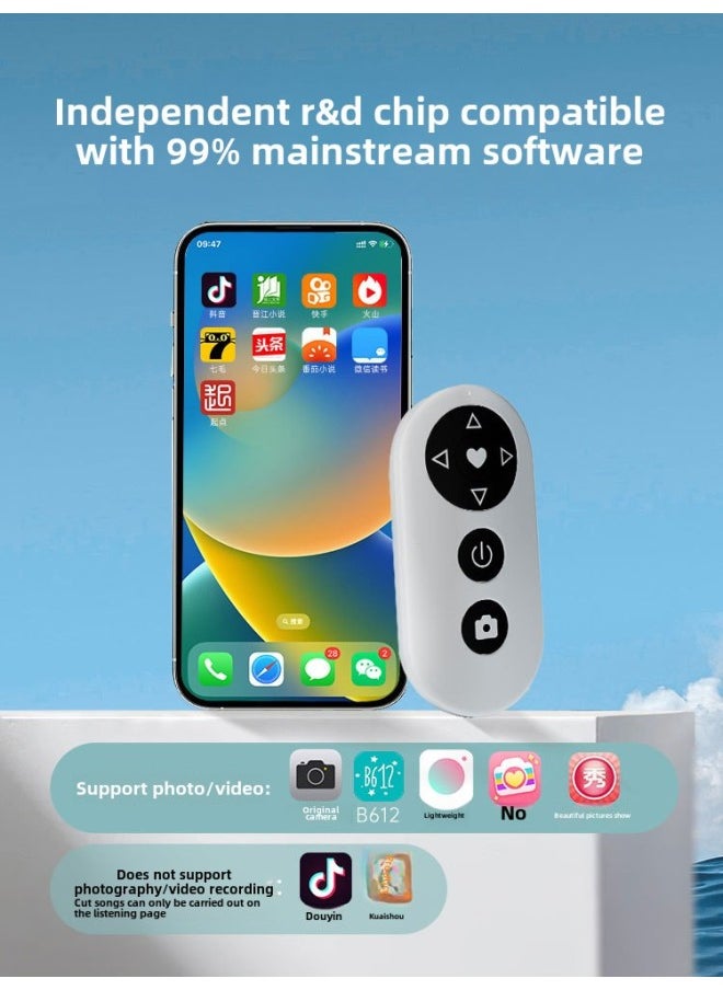 Generic - Mobile Phone Remote Control Apple Dedicated Bluetooth Remote Control Camera Self-timer Artifact Iphone Short Video Recording Million-Color:[silver Black + 0.8m Lazy Stand] Bold Reinforcement/stable Support/special For Mobile Phones - Image 1