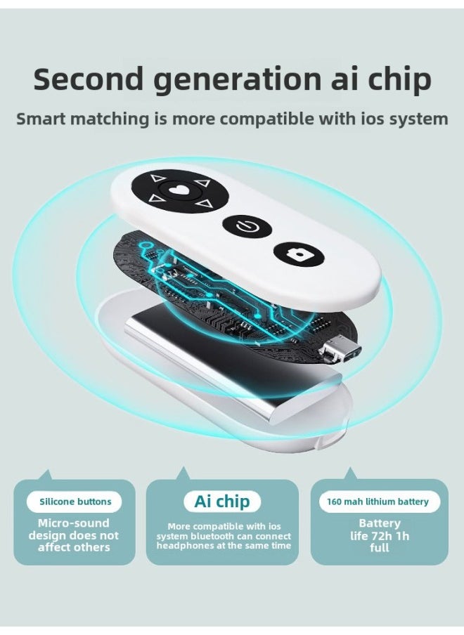 Generic - Mobile Phone Remote Control Apple Dedicated Bluetooth Remote Control Camera Self-timer Artifact Iphone Short Video Recording Million-Color:[silver Black + 0.8m Lazy Stand] Bold Reinforcement/stable Support/special For Mobile Phones - Image 1