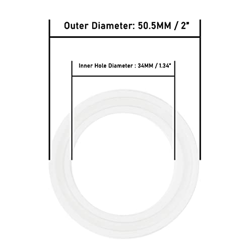 HODEE 20 PCS Sanitary Triclamp Tri Clamp Silicone Gasket 1.5" (1.5 inch) OD: 50.5mm, ID: 35.1mm Dairy Brewing TRI Clover,1-1/2 Triclover Clear Transparent Silicone Gasket - Image 3