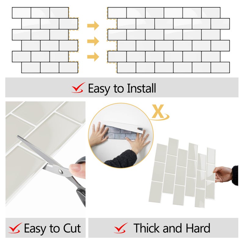 Yoillione Peel and Stick Backsplash for Kitchen: Self Adhesive Wall Tiles for Bathroom - Vinyl Thick Back Splash Tile (10, Light Coffee) - Image 4