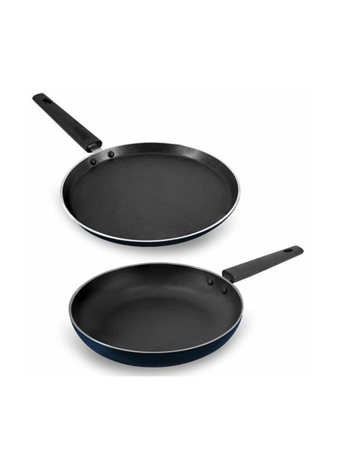 BUTTERFLY Butterfly Wave LX Kitchen Combo Non Stick Cookware 2 Pcs Set | Fry Pan 250 MM, Tawa 250 MM | Non IB | Scratch Resistant | PFOA Free | Kitchen Cookware Set for Family | 1 Year Warranty, Blue  - Image 1