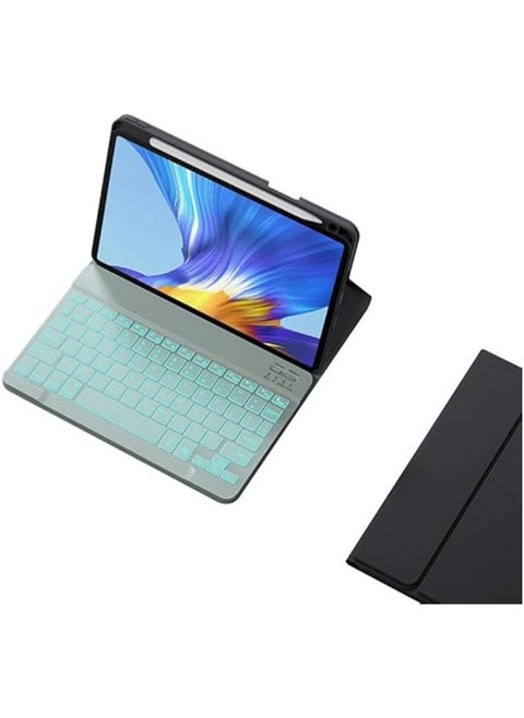 English u0026 Arabic Language Keyboard Case for Honor Pad X8a 11 Inch (2024),Seven-Color Backlit Bluetooth Split Removable Keyboard u0026 Leather Tablet Protective Cover