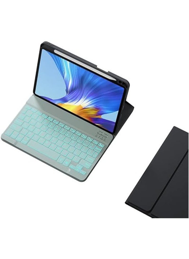 Generic - English u0026 Arabic Language Keyboard Case for Honor Pad X8a 11 Inch (2024),Seven-Color Backlit Bluetooth Split Removable Keyboard u0026 Leather Tablet Protective Cover - Image 1