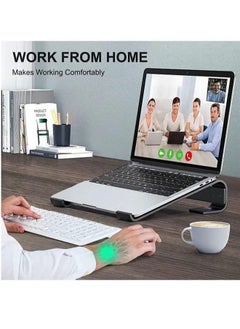 Snooe حامل كمبيوتر محمول للمكتب، حامل كمبيوتر محمول قوي لحامل MacBook، حامل كمبيوتر محمول مريح من الألومنيوم جيد التهوية متوافق مع 12 13 15.6 17 بوصة، حامل كمبيوتر تبريد للعمل.  - Image 3