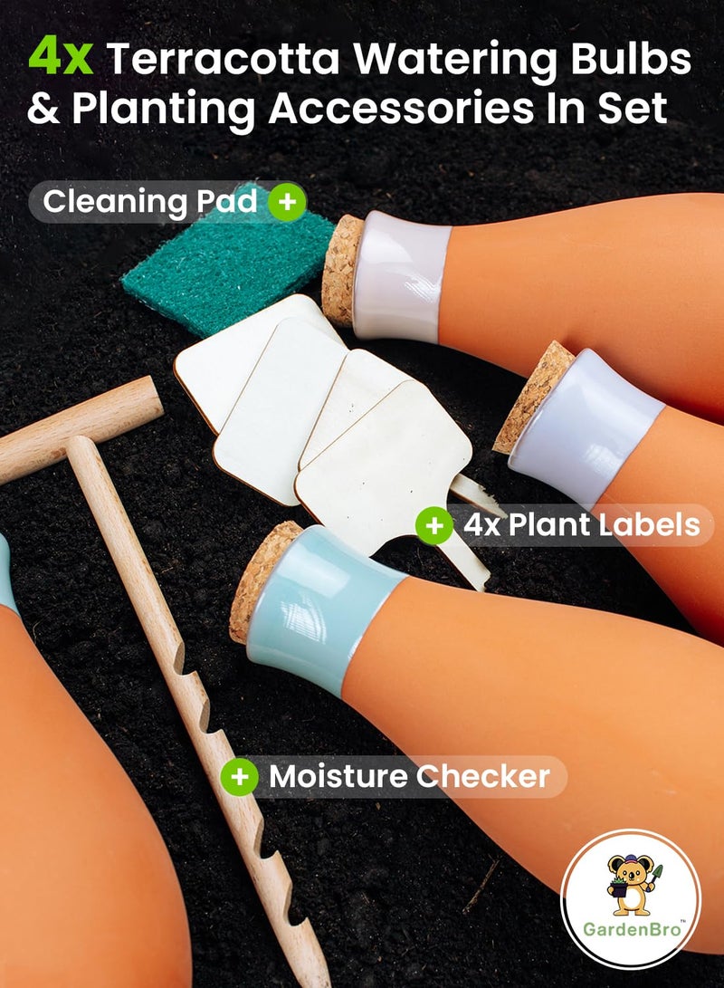 GARDENBRO 4 Pcs Ollas Terracotta Watering Pots Large - 14 Oz Self Watering Planter Insert Olla Watering System For 1-week Easy To Refill - Clay Plant Watering Globes For Outdoor & Indoor Plants [4, Multicolor] - Image 4