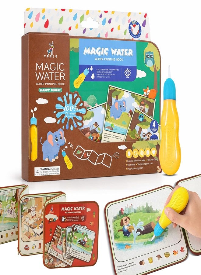 FINEMOE Magic Water Painting Book for Kids with Refillable Water Spotter Pen, Reusable Mess-Free Coloring Activity Book, Travel Toy & Educational Gift for Boys & Girls Age 3 Years+ (Animals Theme) - Image 1