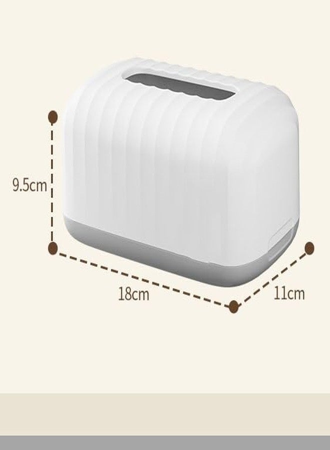 MIXEN White Plastic Tissue Box, Rectangular Toilet Paper Dispenser, Simple Modern Napkin Holder Desktop Modern Minimalist Cardboard Coffee Table Tissue Storage Box Dispenser (White) - Image 2
