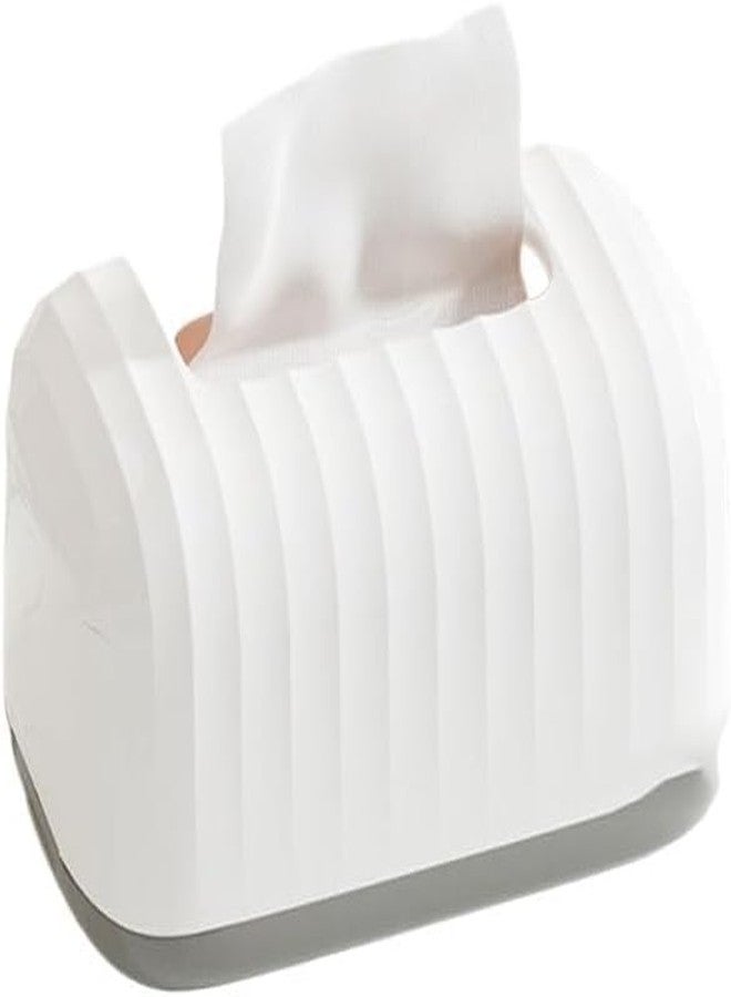 MIXEN White Plastic Tissue Box, Rectangular Toilet Paper Dispenser, Simple Modern Napkin Holder Desktop Modern Minimalist Cardboard Coffee Table Tissue Storage Box Dispenser (White) - Image 1