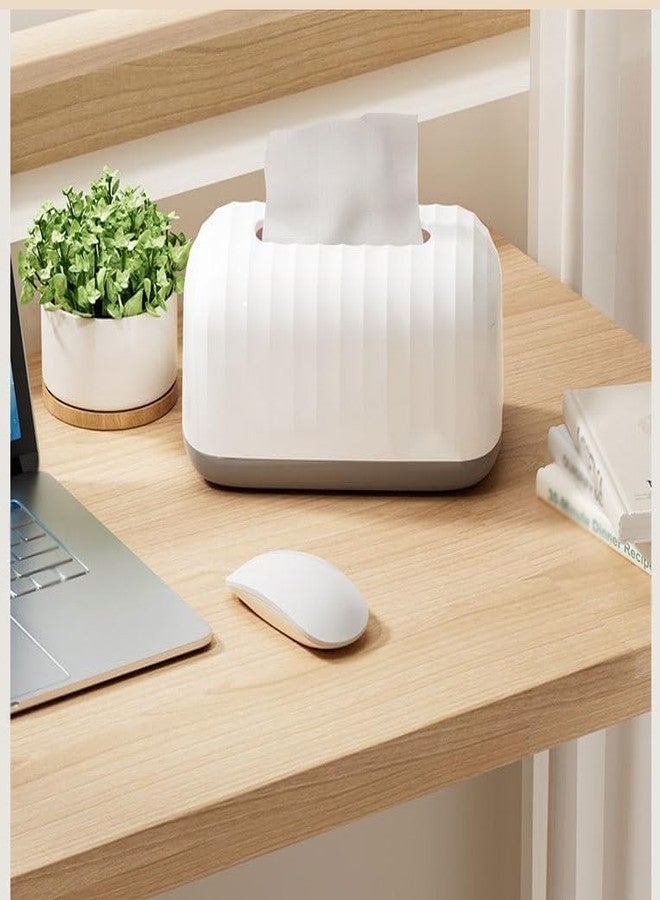 MIXEN White Plastic Tissue Box, Rectangular Toilet Paper Dispenser, Simple Modern Napkin Holder Desktop Modern Minimalist Cardboard Coffee Table Tissue Storage Box Dispenser (White) - Image 4
