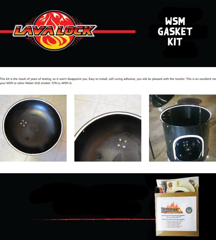 LavaLock Gasket Kit for Weber Smokey Mountain WSM 18.5 22.5 for Nomex RTV grill gasket seal - Image 2