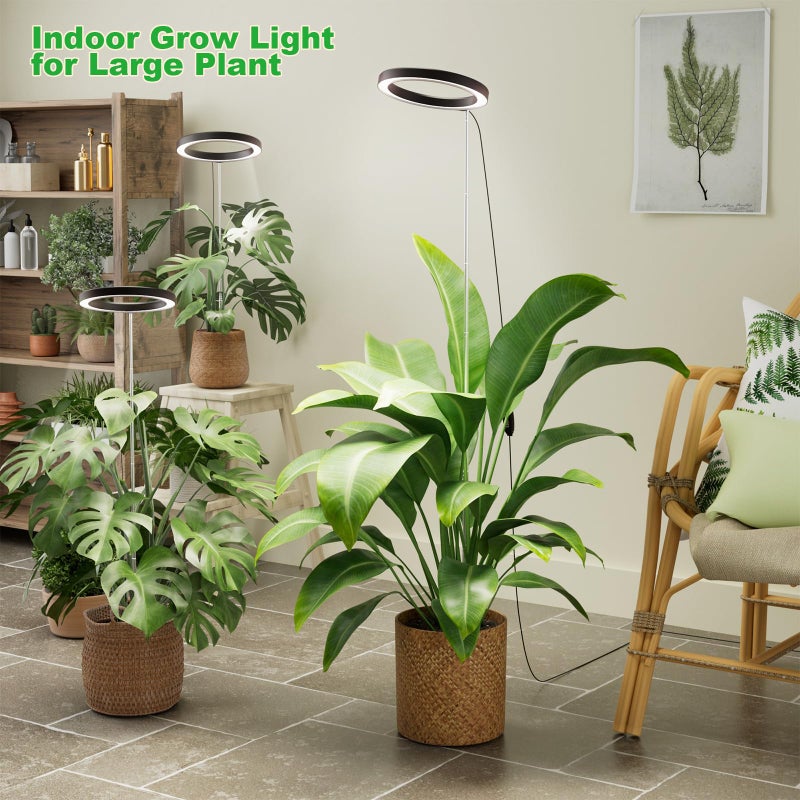 Little Joke 10" Grow Lights for Large Indoor Plants, Full Spectrum Indoor Plant Light for Indoor Growing with Timer,Height Adjustable Auto On/Off 3/9/12H, 9 Brightness,Led Tall Halo Grow Light for House Plants - Image 5