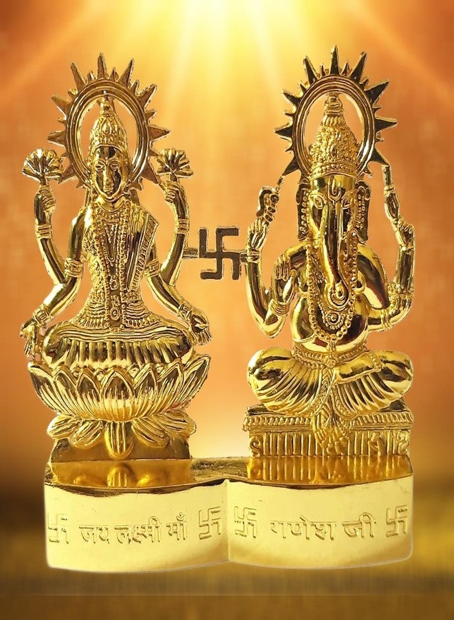 GRI9 Laxmi Ganesha Lakshmi & Ganesha Statue - Laxmi Ganesh Idol Murti [ 2.8 inch, Size Small ] - for Mandir Home, Indian Diwali Gift - Image 3