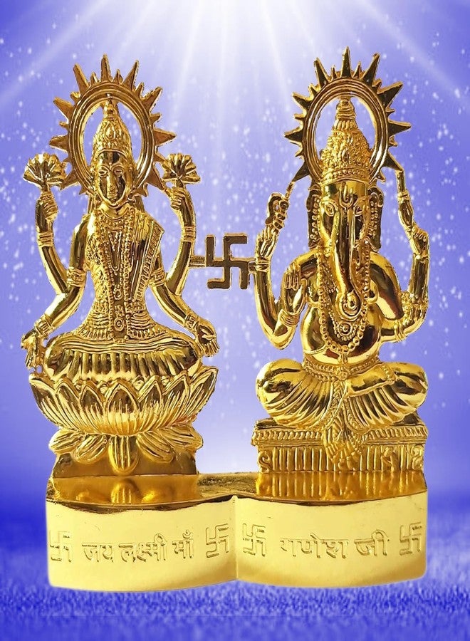 GRI9 Laxmi Ganesha Lakshmi & Ganesha Statue - Laxmi Ganesh Idol Murti [ 2.8 inch, Size Small ] - for Mandir Home, Indian Diwali Gift - Image 2