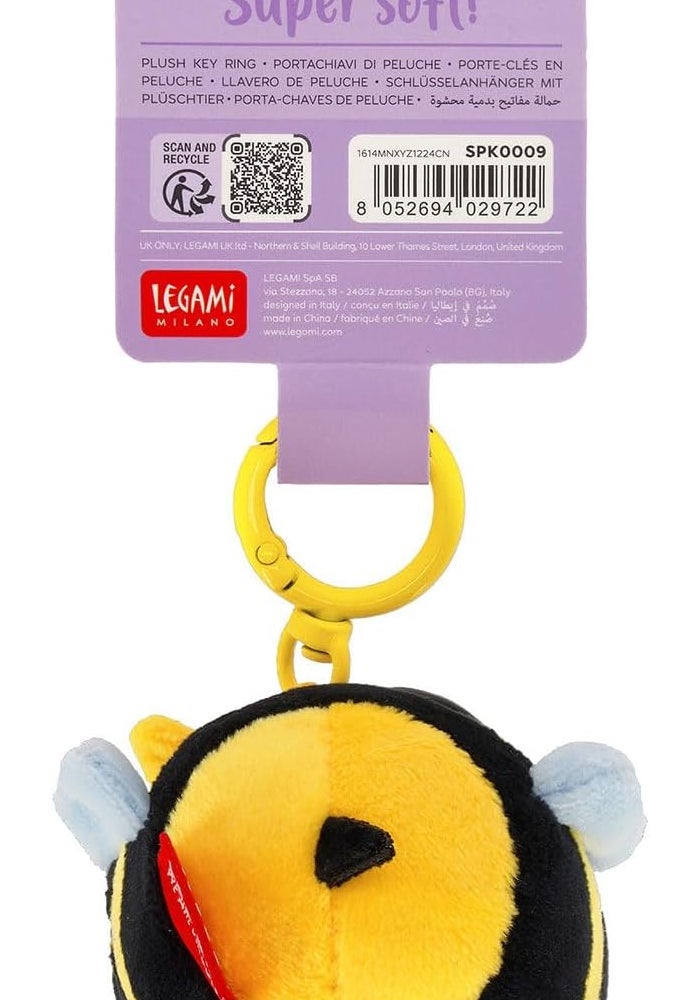 Legami Super Soft Bee Plush Key Ring with Engraved Message - Image 5