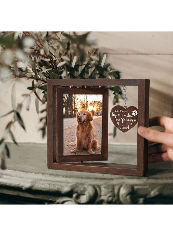 MOWKIT Dog Memorial Gifts for Loss of Dog - Rotating Wooden Picture Frame for 4x6 Photo - Loss of Dog Sympathy Gift - Cat Pet Bereavement Remembrance Picture Frame - Image 2