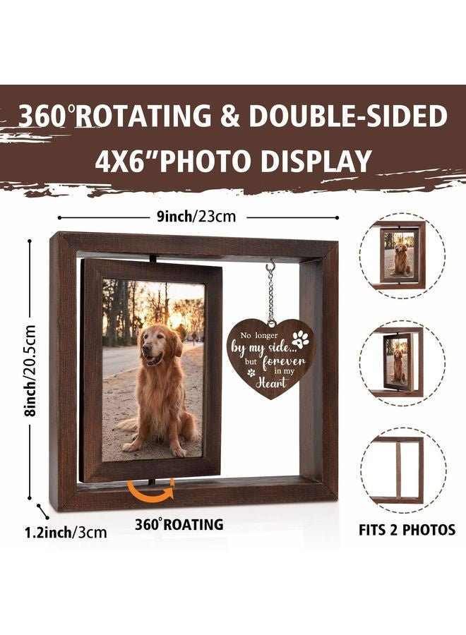 MOWKIT Dog Memorial Gifts for Loss of Dog - Rotating Wooden Picture Frame for 4x6 Photo - Loss of Dog Sympathy Gift - Cat Pet Bereavement Remembrance Picture Frame - Image 3