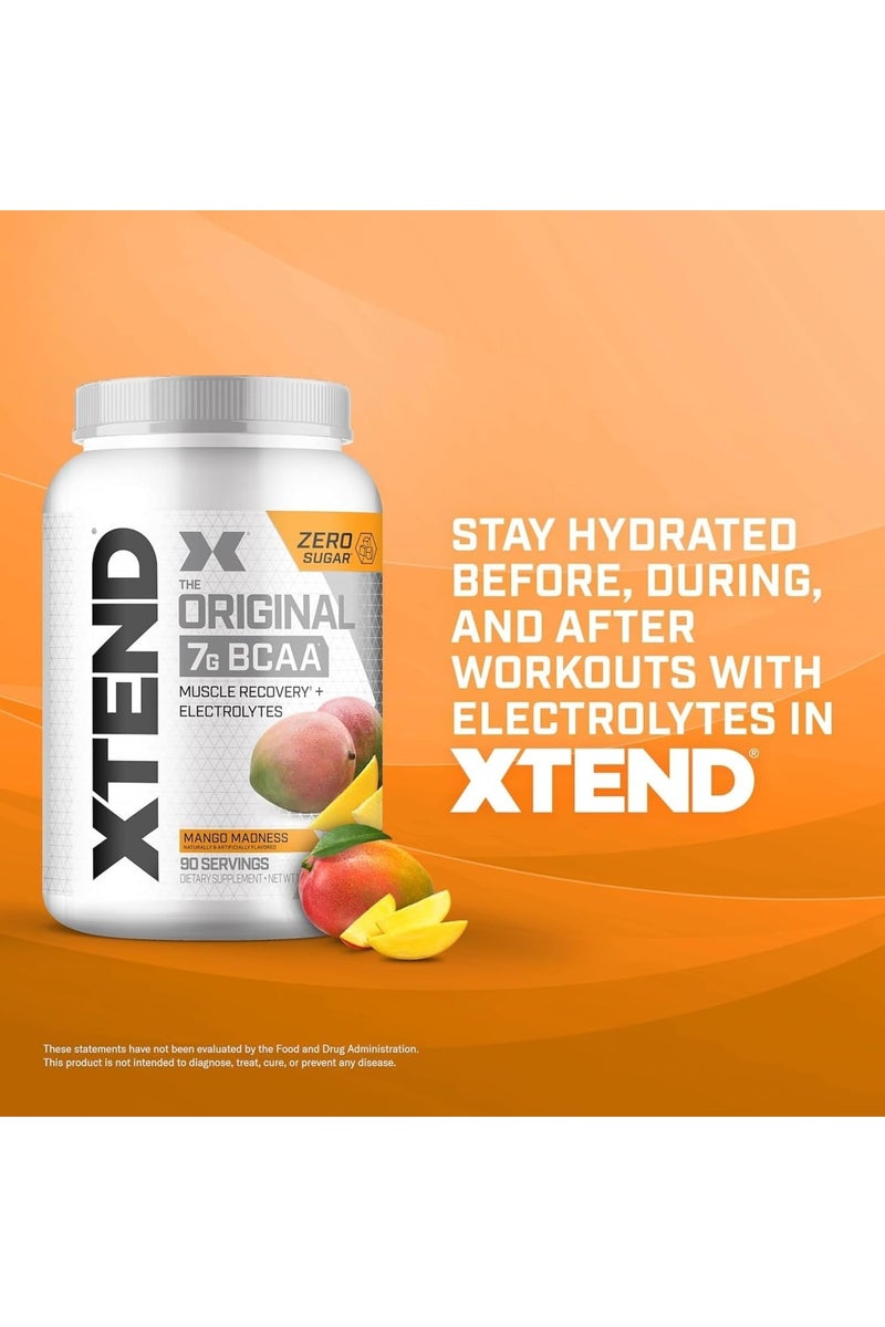XTEND Original BCAA  Powder Zero Sugar With Electrolytes for Hydration & Muscle Repair,  Post-Workout Supplement, Lemon Mango Madness Flavor - 90 Servings - Image 4