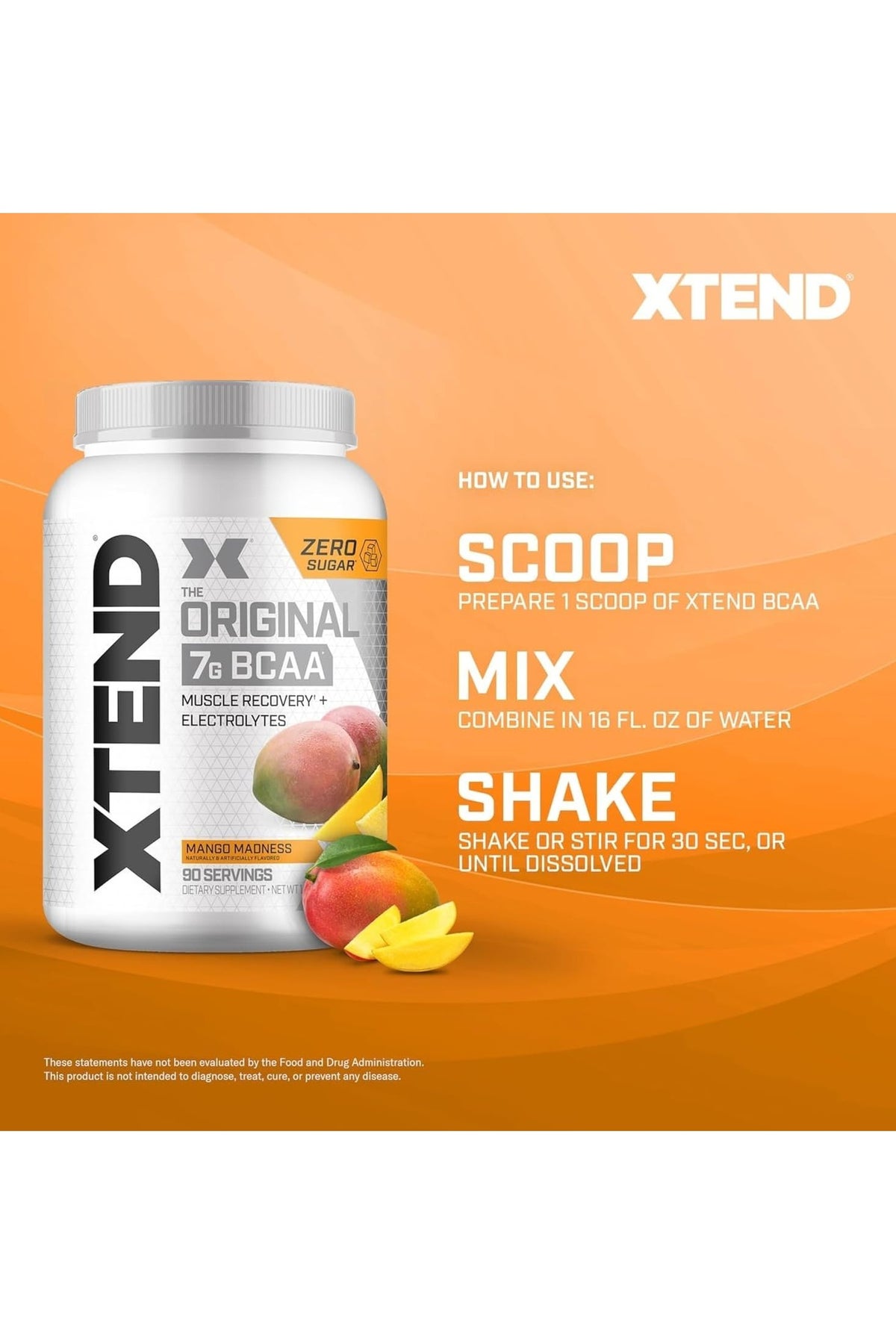 Original Bcaa Powder Zero Sugar With Electrolytes For Hydration & Muscle Repair, Post-Workout Supplement, Lemon Mango Madness Flavor - 90 Servings