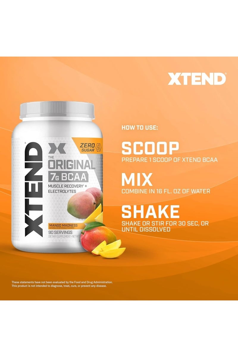 XTEND Original BCAA  Powder Zero Sugar With Electrolytes for Hydration & Muscle Repair,  Post-Workout Supplement, Lemon Mango Madness Flavor - 90 Servings - Image 5