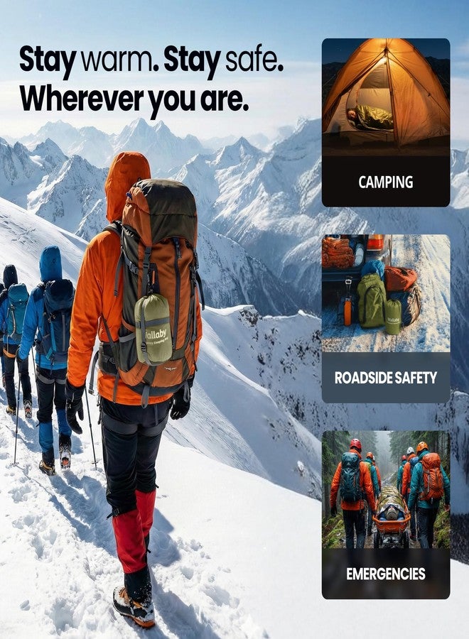 Wallaby 2-Pack Emergency Mylar Sleeping Bags with Nylon Pouches, Whistle Pull & Paracord with Carabiners, Free Survival Guide – Hiking, Survival (Green) - Image 4