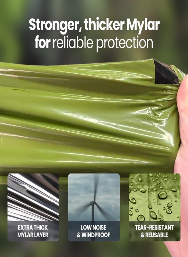 Wallaby 2-Pack Emergency Mylar Sleeping Bags with Nylon Pouches, Whistle Pull & Paracord with Carabiners, Free Survival Guide – Hiking, Survival (Green) - Image 3