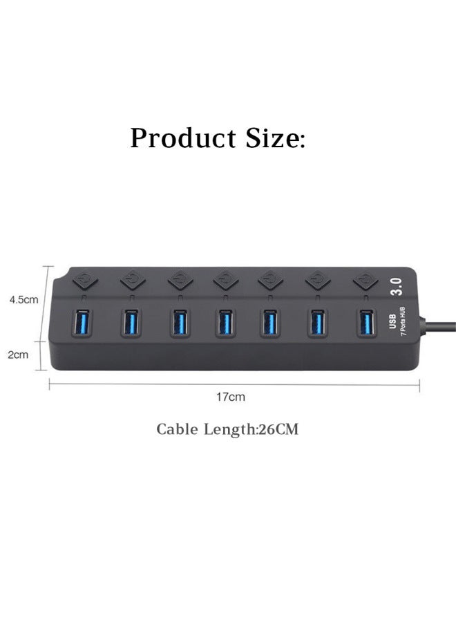 Digital Computer Usb Hub Usb 2.0 Multi-port Hub High-speed Data Transfer Durable Metal Housing-Number Of Interfaces:7 Black "bag"  - Image 2