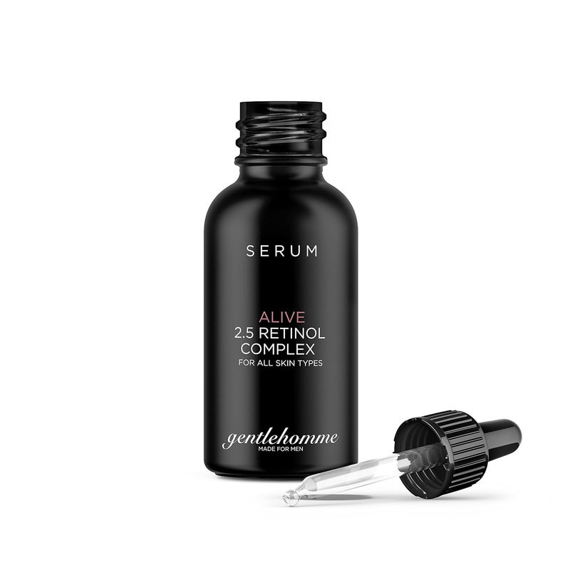 GENTLEHOMME Men's Anti-Aging Retinol Serum - Hydrating Serum with Hyaluronic Acid, Vitamin B6, and Aloe Vera - Reduces Signs of Aging, Dark Spots, and Fine Lines