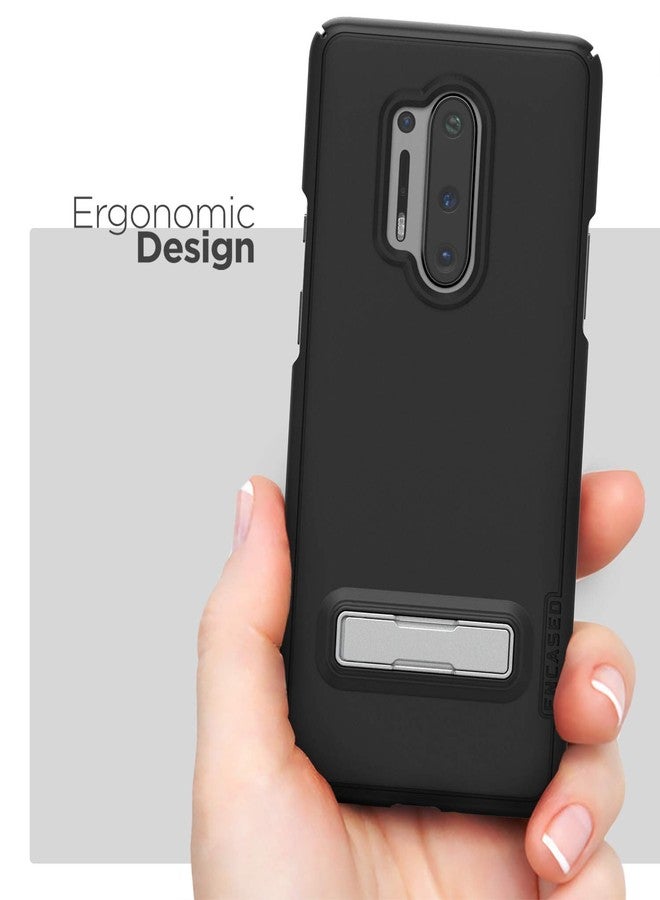 إنكاسد جراب حزام لهاتف OnePlus 8 Pro من ENCASD مع مسند (رفيع) غطاء فائق النحافة مع مشبك تثبيت - أسود - Image 3