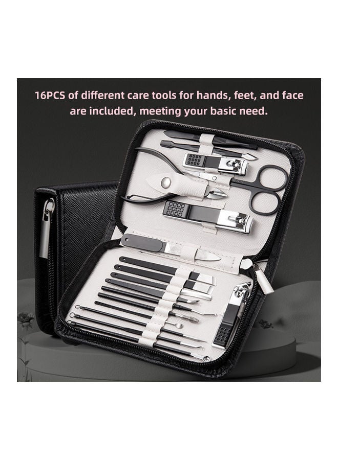 Loquat 18-Piece Pedicure and Manicure Tool Kit Portable Nail Clippers Set Black - Image 2